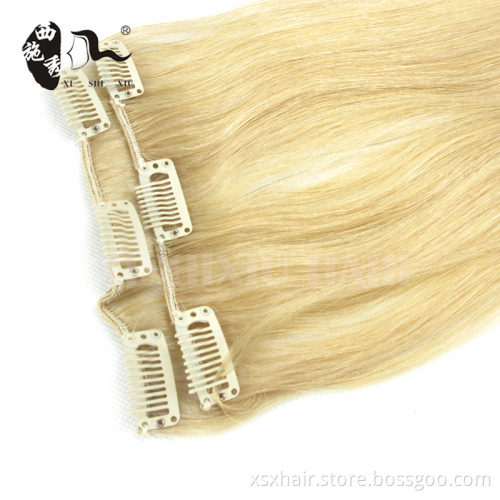 10-30inch raw Indian virgin human hair extension curly blonde clip in hair extensions